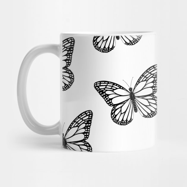 Monarch Butterfly Pattern - Black and White by GraphiscbyNel